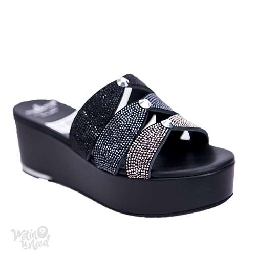 Luxury Black Wedge Slippers TOBMAK Wetinuneed